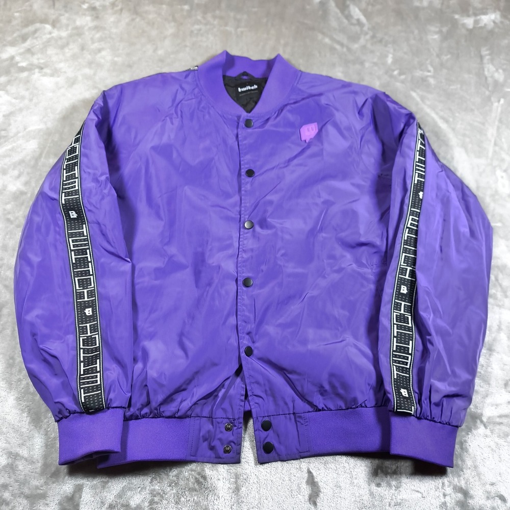 Twitch Bomber Jacket Men Large Purple Hype Exclusive Streaming Livestream Gaming